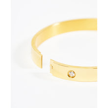 Load image into Gallery viewer, Gold Pierced Cubic Zirconia Eternity Bangle
