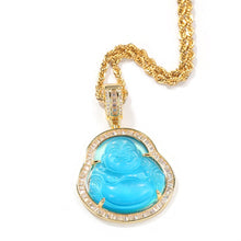 Load image into Gallery viewer, Buddha Agate Pendant on Tennis Chain Necklace
