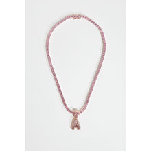 Load image into Gallery viewer, Pink Initial Letter Pendant Tennis Chain Necklace