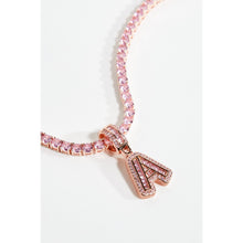 Load image into Gallery viewer, Pink Initial Letter Pendant Tennis Chain Necklace