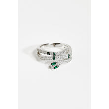 Load image into Gallery viewer, Sterling Silver Green Eyed Serpent Ring
