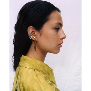 Single Gold Geometric Rectangle Earring in Small Cuff