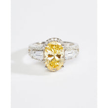 Load image into Gallery viewer, Big Oval Yellow Cubic Zirconia Ring
