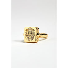 Load image into Gallery viewer, Gold Lion Square Ring with Burgundy Stone

