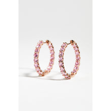 Load image into Gallery viewer, Pink Cubic Zirconia Hoop Earrings

