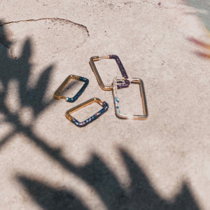 Single Gold Geometric Rectangle Earring in Large