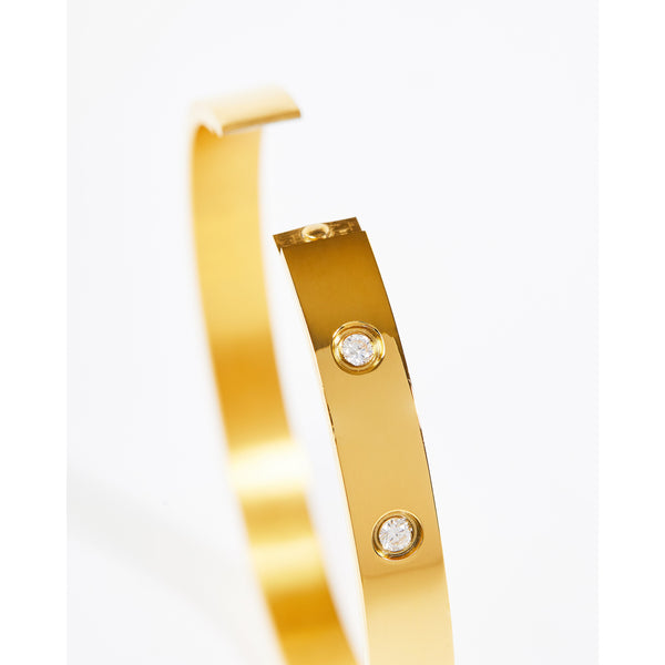 Gold Pierced Cubic Zirconia Eternity Bangle