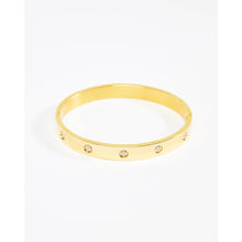 Load image into Gallery viewer, Gold Pierced Cubic Zirconia Eternity Bangle
