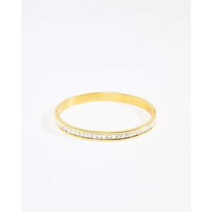 Gold Centred Cubic Zirconia Eternity Bangle