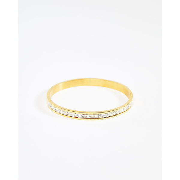 Gold Centred Cubic Zirconia Eternity Bangle