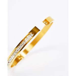 Gold Centred Cubic Zirconia Eternity Bangle