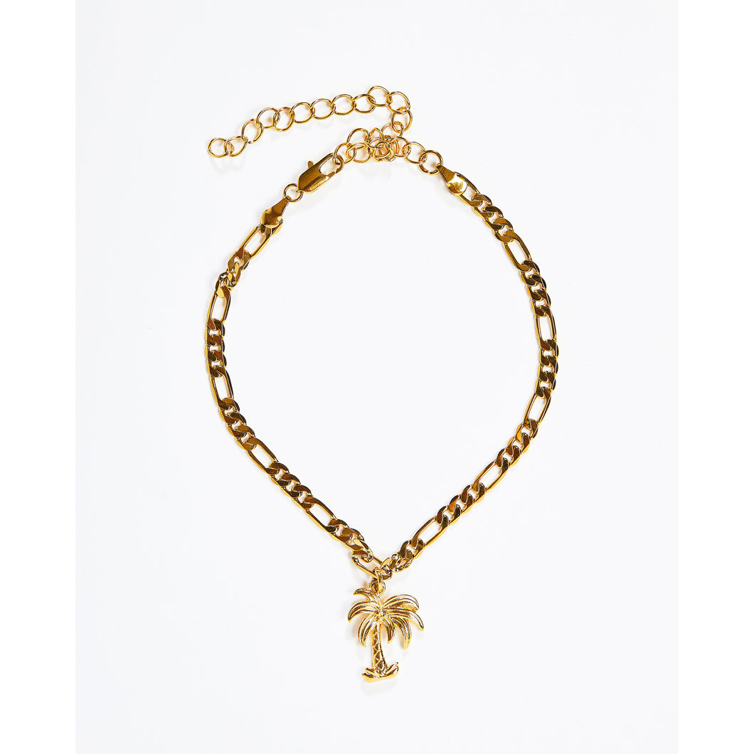 Gold Palm Tree Charm Anklet