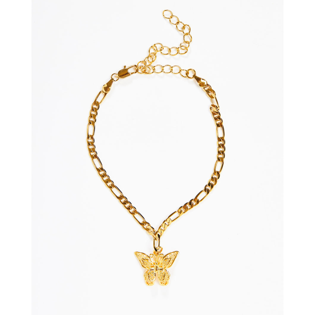 Gold Butterfly Charm Anklet