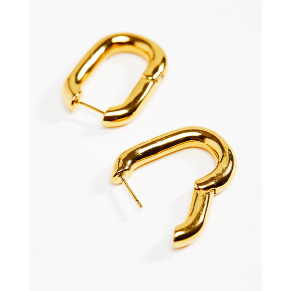 Gold Oval Hoop Earrings