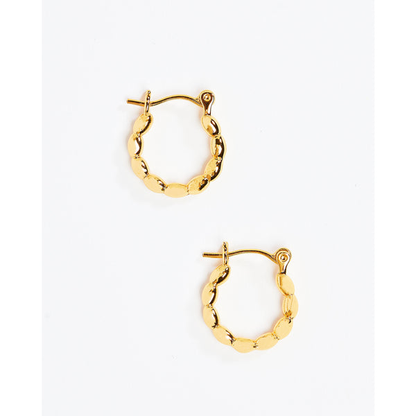 Gold Baroque Mini 15mm Hoop Earrings