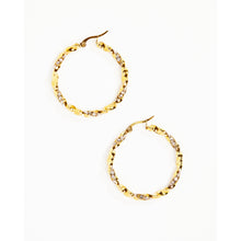 Load image into Gallery viewer, Gold Twisted Crystal 40mm Hoop Earrings
