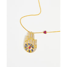 Load image into Gallery viewer, Gold Lucky Hamza Hand Palm Pendant Necklace
