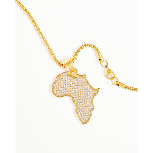 Africa Map Rhinestone Pendant Chain Necklace