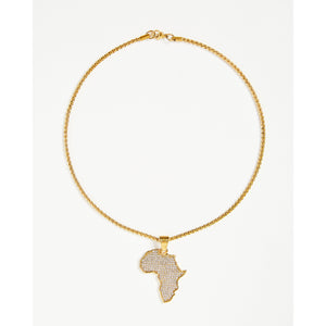 Africa Map Rhinestone Pendant Chain Necklace