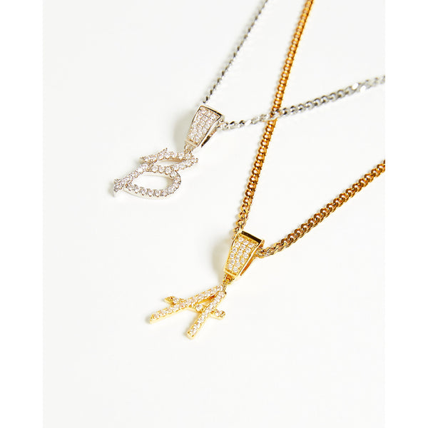 Initial Letter Pendant on Chain Necklace