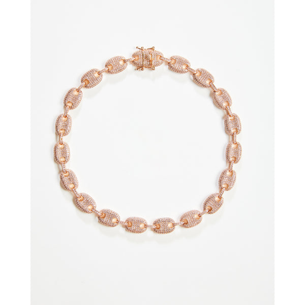 Pink Bead Link Chain Micro Pavé Necklace