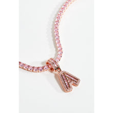 Load image into Gallery viewer, Pink Initial Letter Pendant Tennis Chain Necklace
