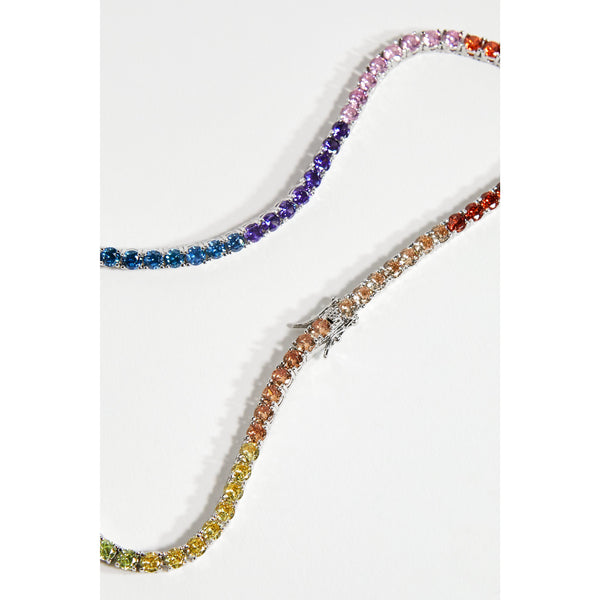 Tennis Chain Necklace in Rainbow