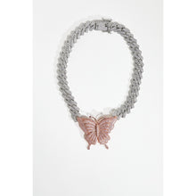 Load image into Gallery viewer, Pink Butterfly 12mm Miami Cuban Chain Necklace
