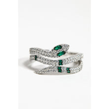 Load image into Gallery viewer, Sterling Silver Green Eyed Serpent Ring
