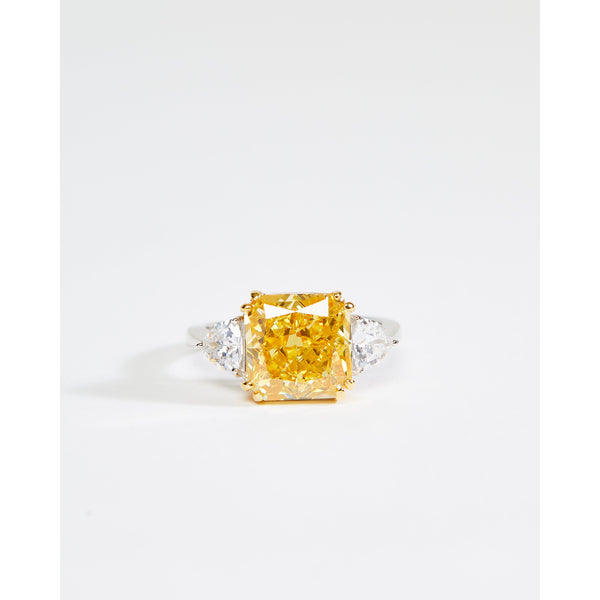 Square Cut Yellow Cubic Zirconia Ring