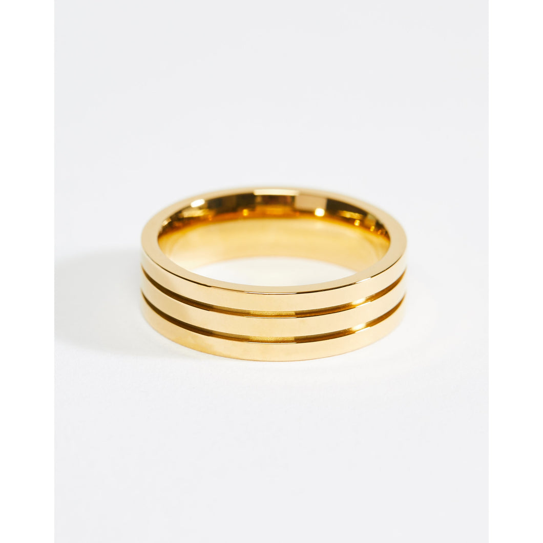 Gold Minimalist Stripe Band Ring