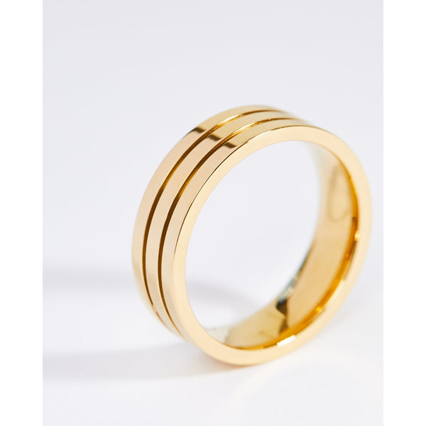 Gold Minimalist Stripe Band Ring