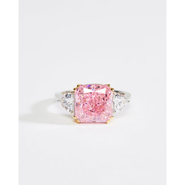 Square Cut Pink Cubic Zirconia Ring