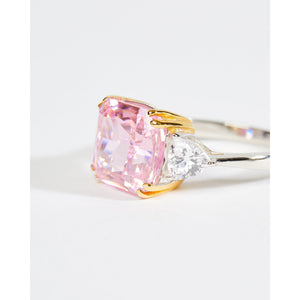 Square Cut Pink Cubic Zirconia Ring