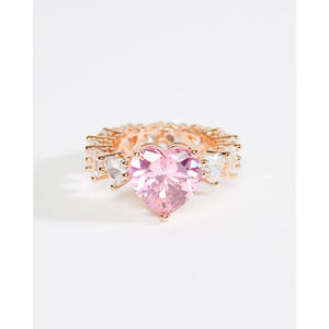 Pink Heart Eternity Ring in Rose Gold