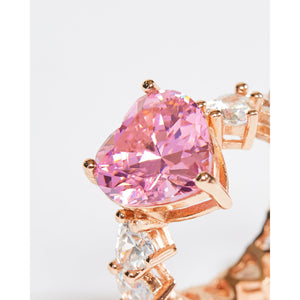 Pink Heart Eternity Ring in Rose Gold