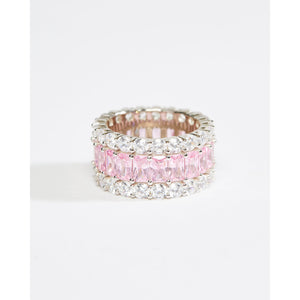 Multi-row Cubic Zirconia Pink Eternity Band Ring