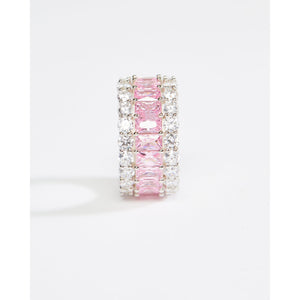 Multi-row Cubic Zirconia Pink Eternity Band Ring