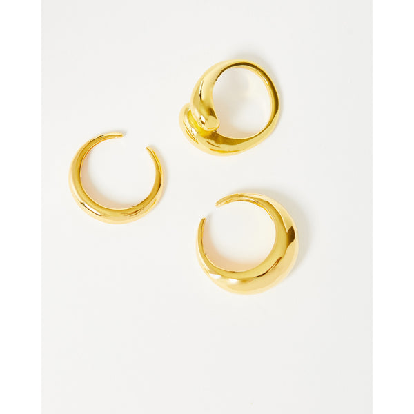 Glossy Gold Minimalist Geometric Stacking Rings Set