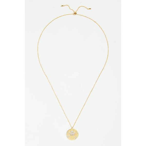 Planet Saturn Space Ship Coin Pendant Necklace