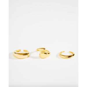 Glossy Gold Minimalist Geometric Stacking Rings Set