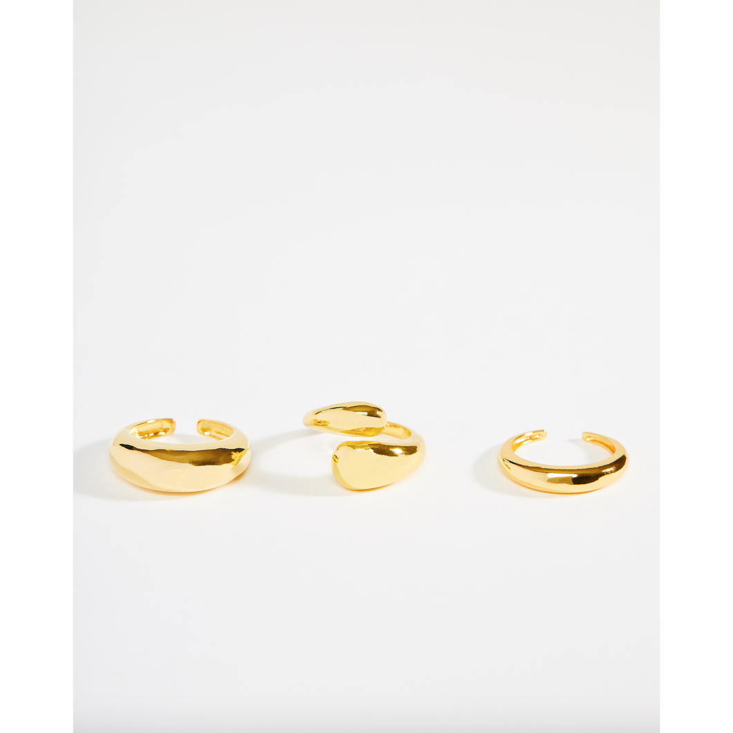 Glossy Gold Minimalist Geometric Stacking Rings Set