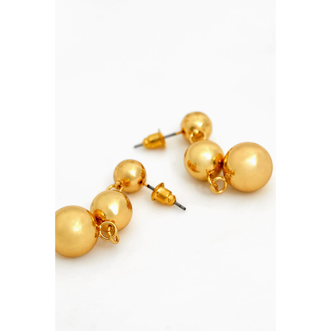 Gold Spherical Drop Earrings