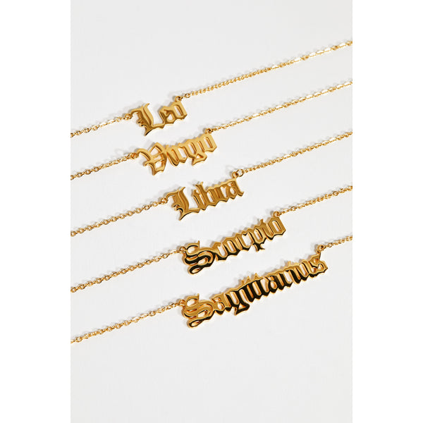 Horoscope Nameplate Chain Necklace