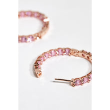 Load image into Gallery viewer, Pink Cubic Zirconia Hoop Earrings
