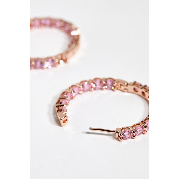 Pink Cubic Zirconia Hoop Earrings